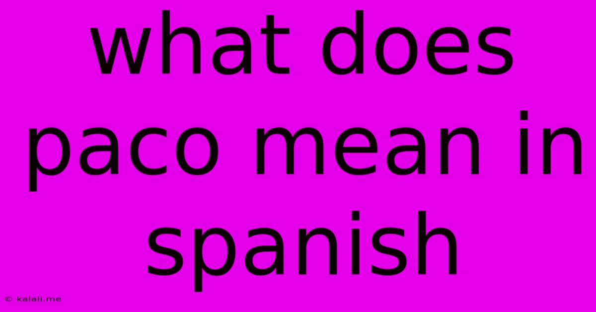What Does Paco Mean In Spanish