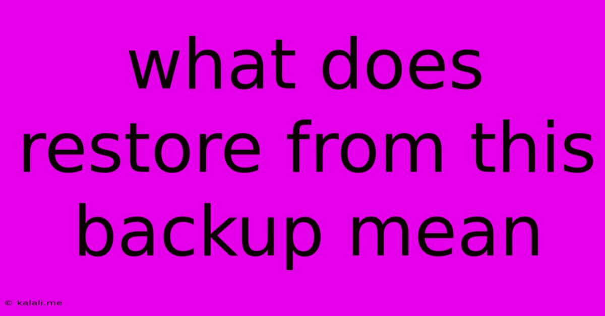 What Does Restore From This Backup Mean