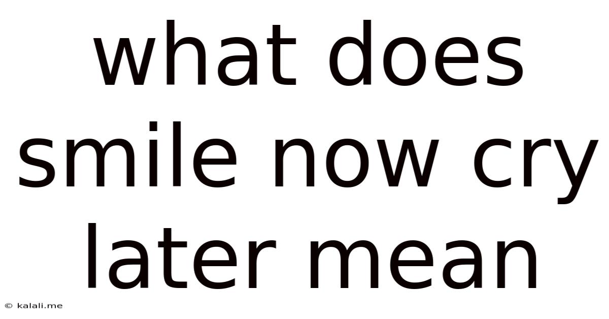 What Does Smile Now Cry Later Mean