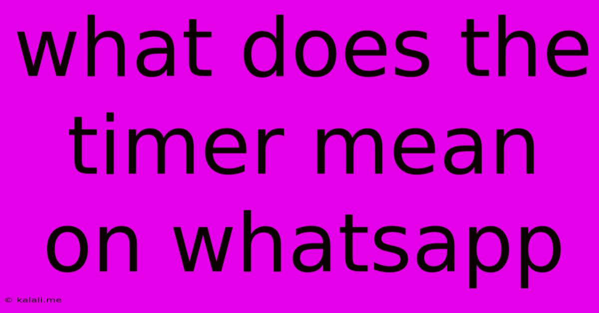 What Does The Timer Mean On Whatsapp