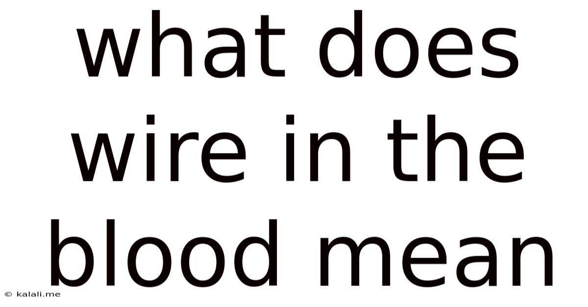 What Does Wire In The Blood Mean