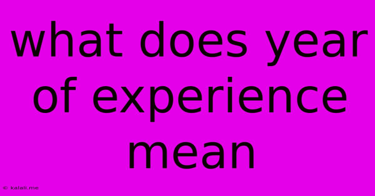 What Does Year Of Experience Mean