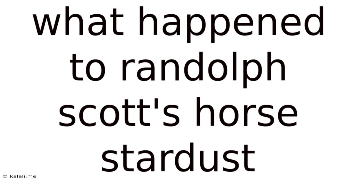 What Happened To Randolph Scott's Horse Stardust