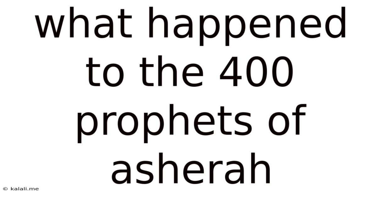 What Happened To The 400 Prophets Of Asherah