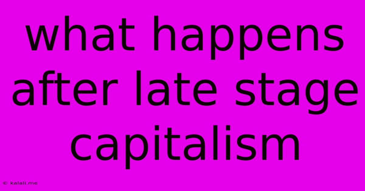 What Happens After Late Stage Capitalism