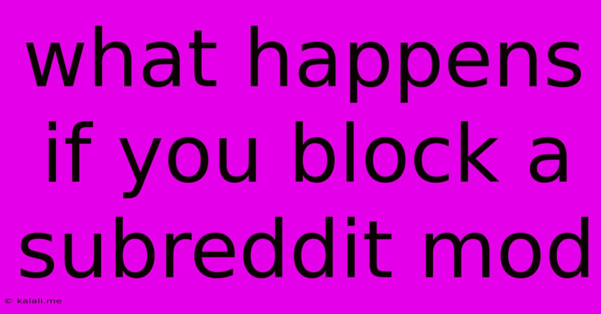 What Happens If You Block A Subreddit Mod