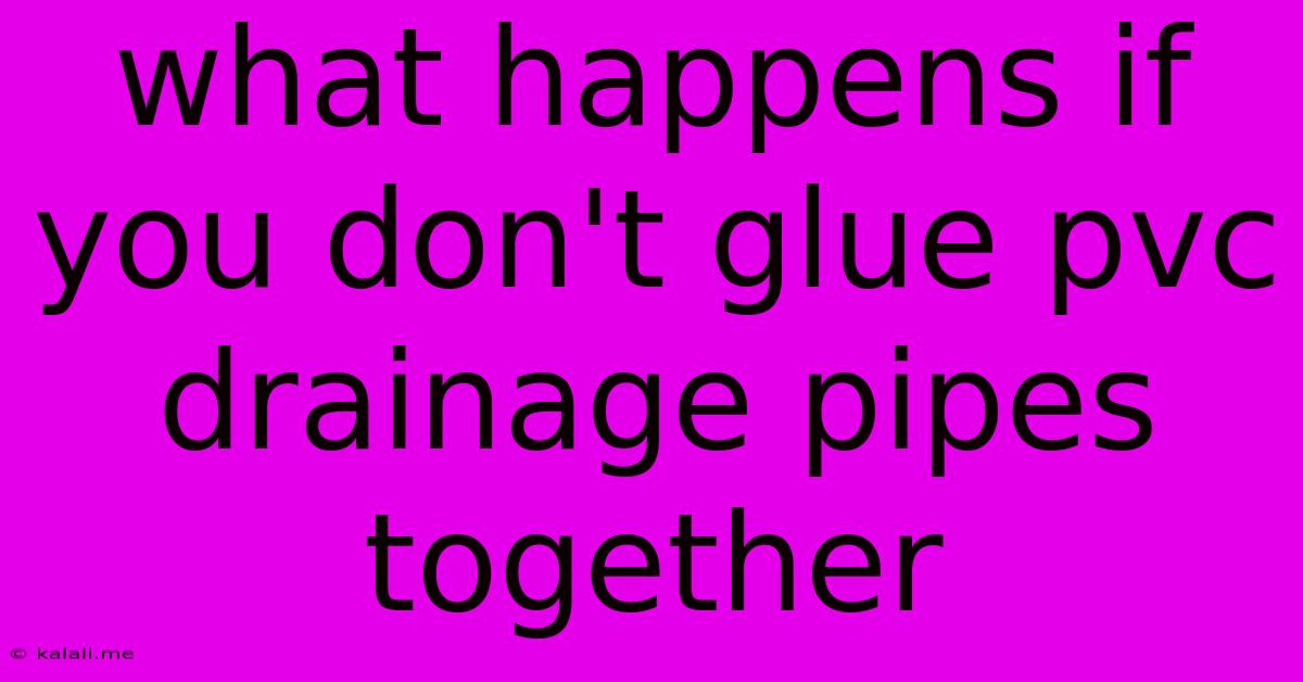 What Happens If You Don't Glue Pvc Drainage Pipes Together