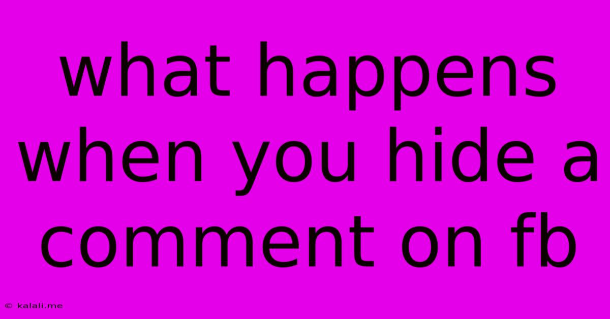 What Happens When You Hide A Comment On Fb