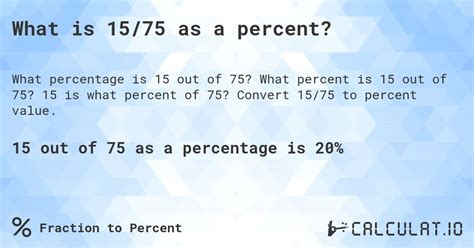 What Is 15 Out Of 75 As A Percent