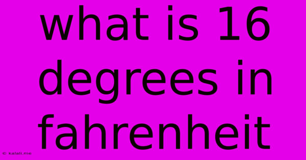 What Is 16 Degrees In Fahrenheit