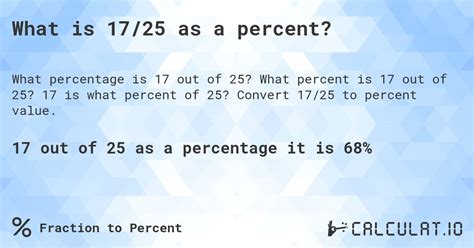 What Is 17/25 As A Percent