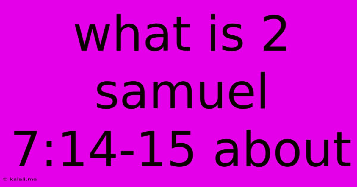 What Is 2 Samuel 7:14-15 About