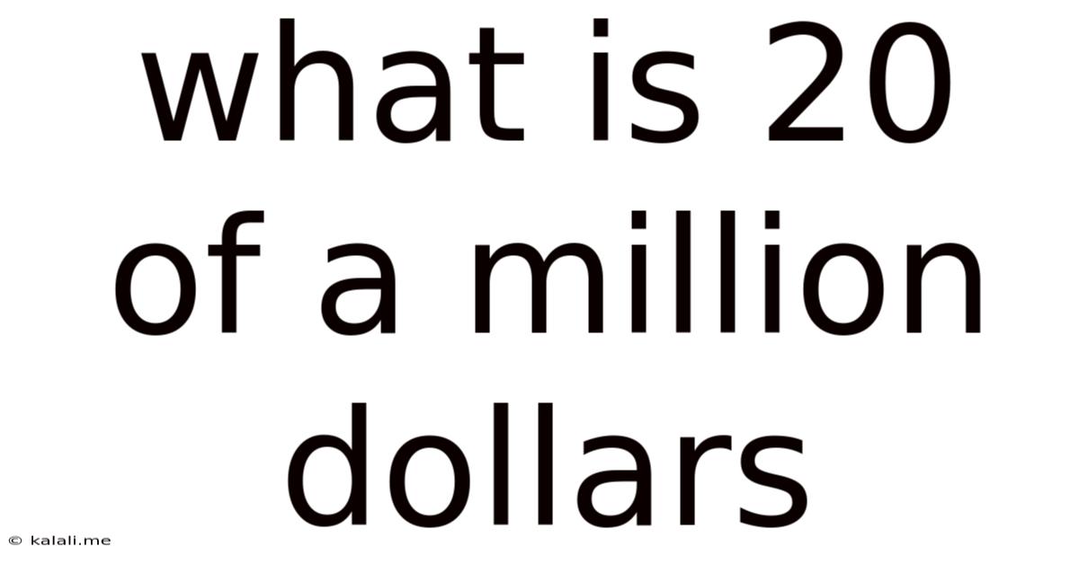 What Is 20 Of A Million Dollars