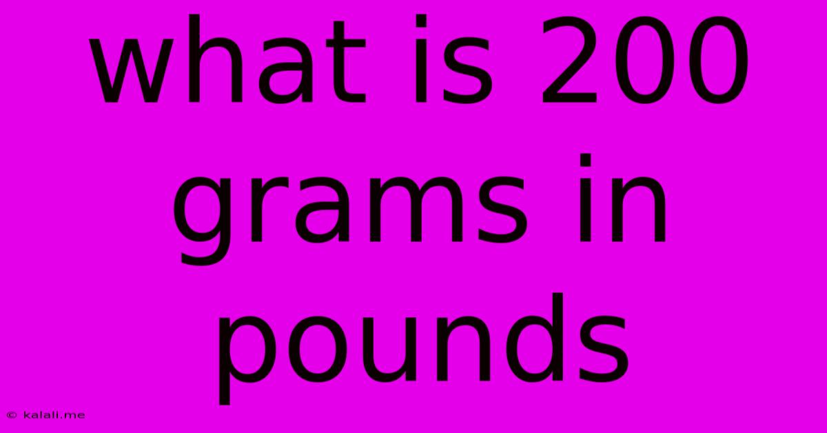 What Is 200 Grams In Pounds