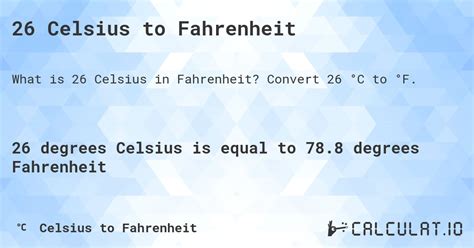 What Is 26 C In Fahrenheit