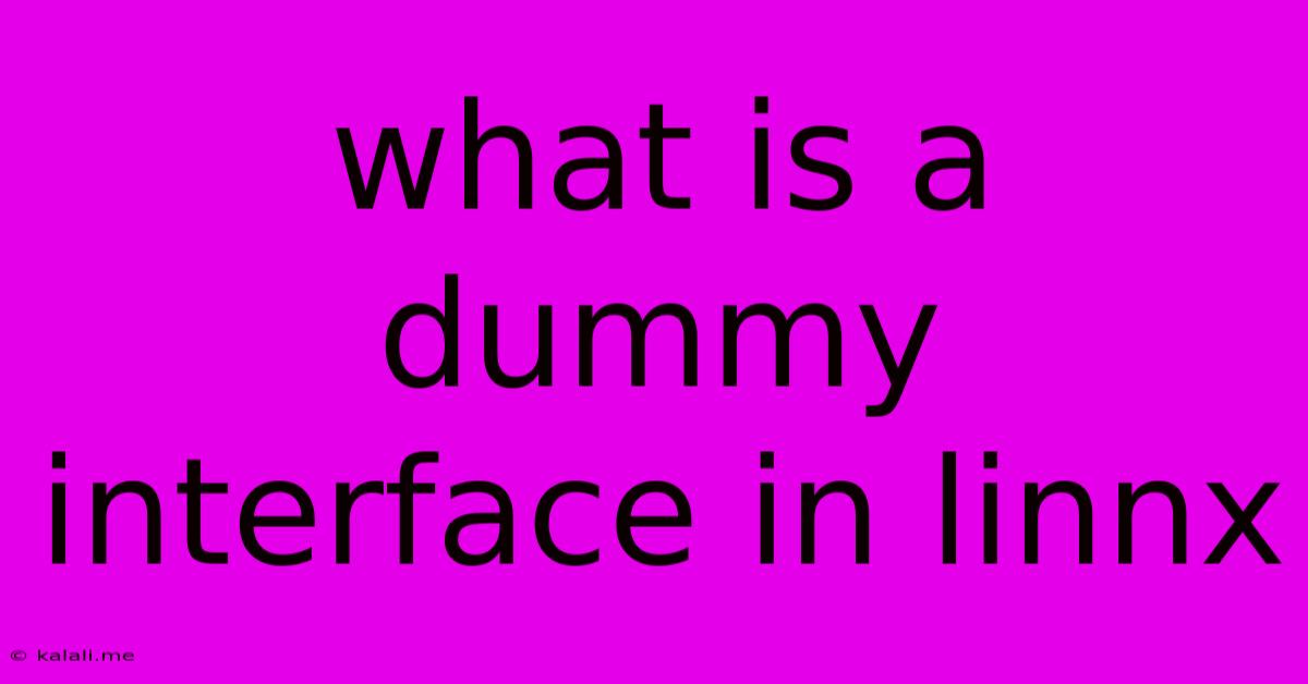 What Is A Dummy Interface In Linnx