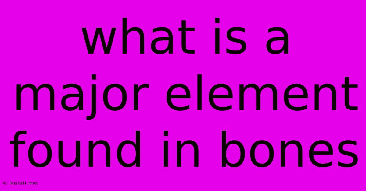 What Is A Major Element Found In Bones
