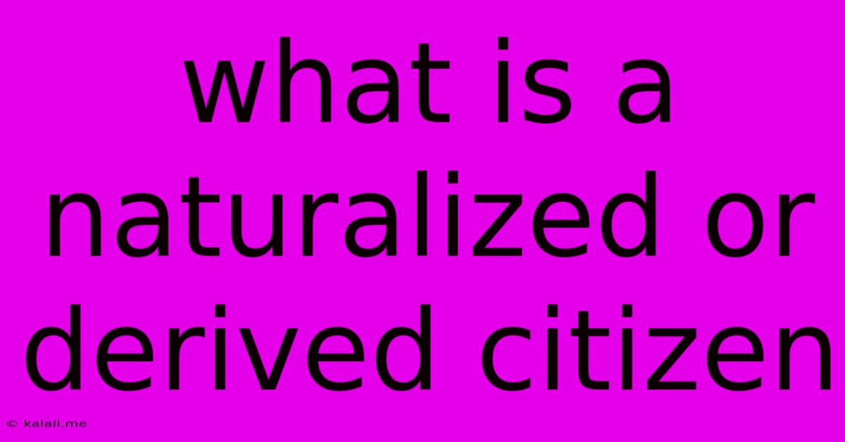 What Is A Naturalized Or Derived Citizen