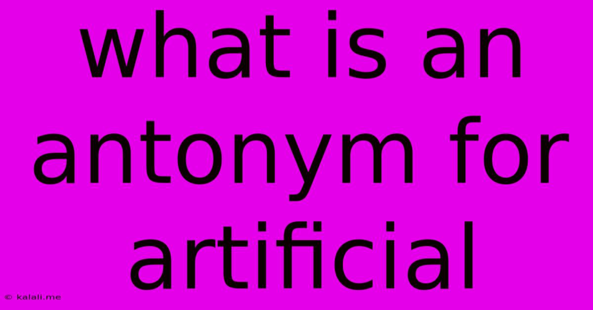 What Is An Antonym For Artificial