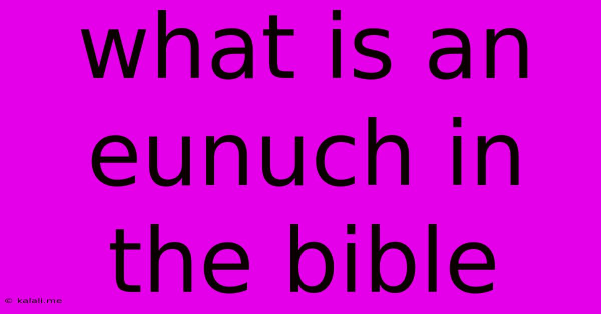 What Is An Eunuch In The Bible