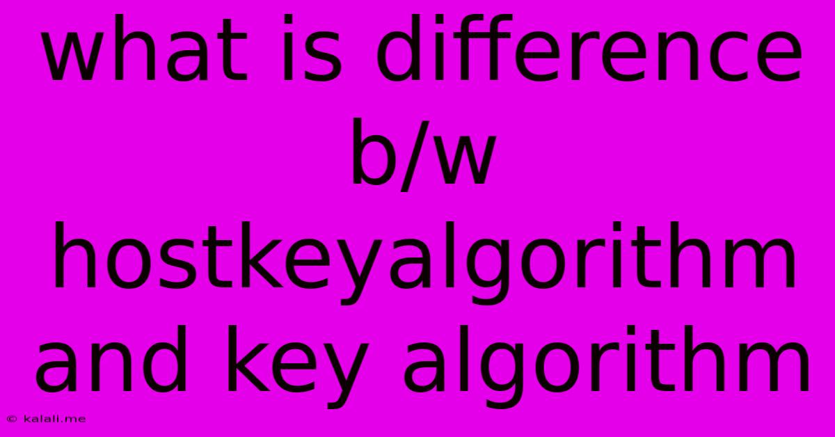 What Is Difference B/w Hostkeyalgorithm And Key Algorithm