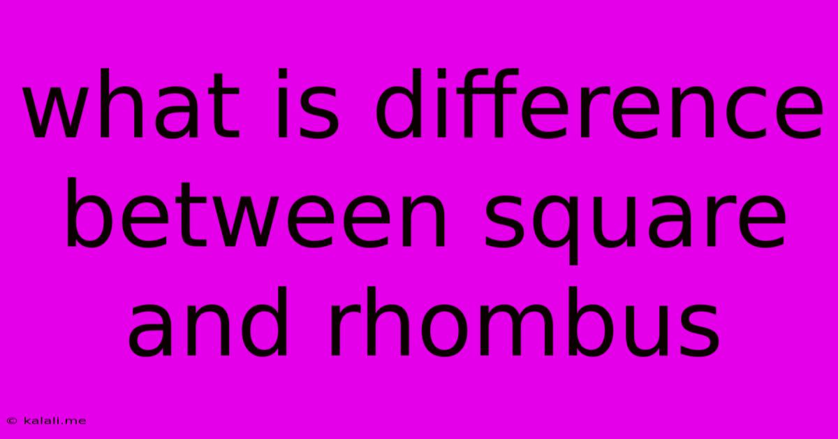 What Is Difference Between Square And Rhombus