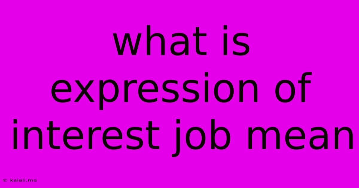What Is Expression Of Interest Job Mean