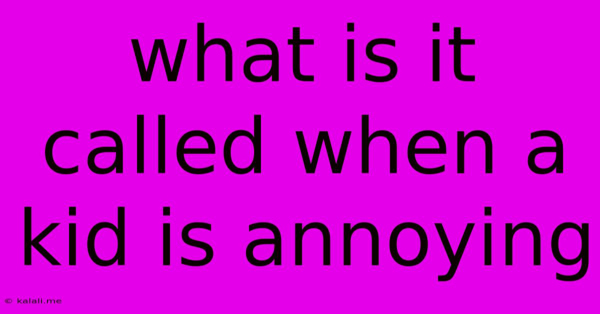 What Is It Called When A Kid Is Annoying