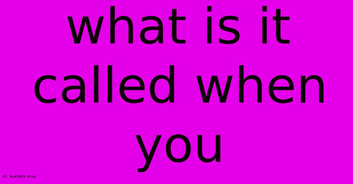 What Is It Called When You
