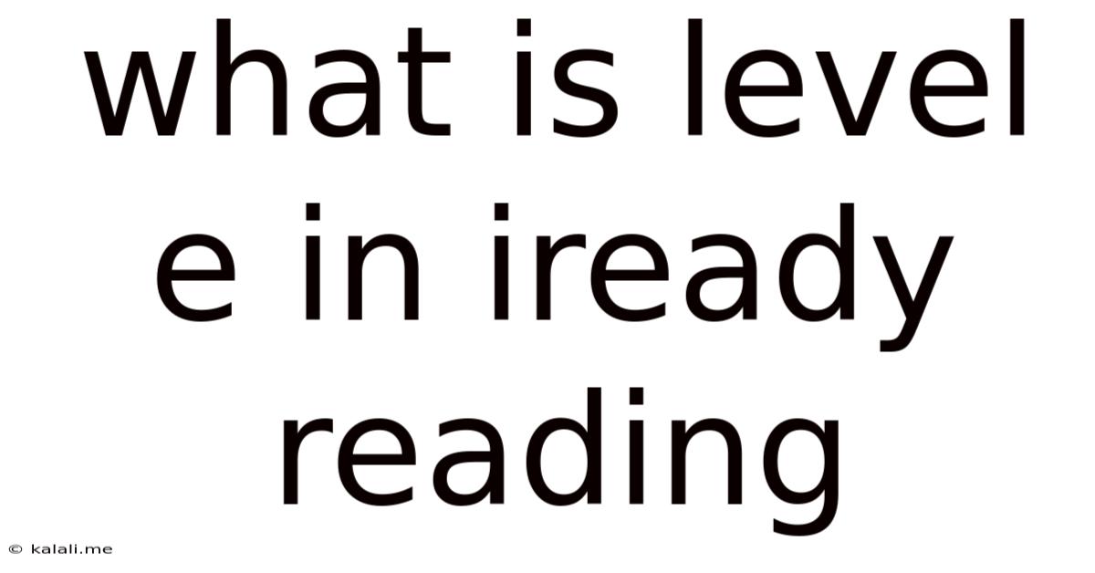 What Is Level E In Iready Reading
