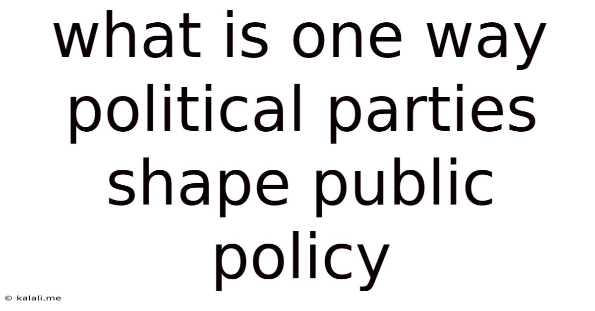 What Is One Way Political Parties Shape Public Policy