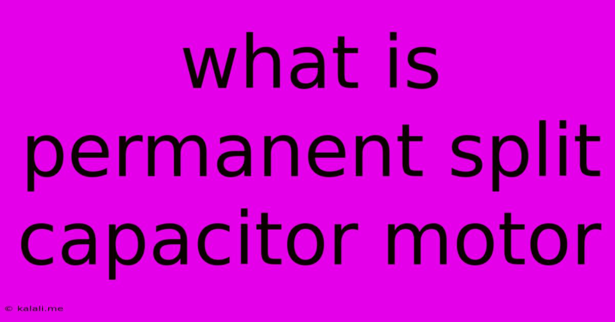 What Is Permanent Split Capacitor Motor