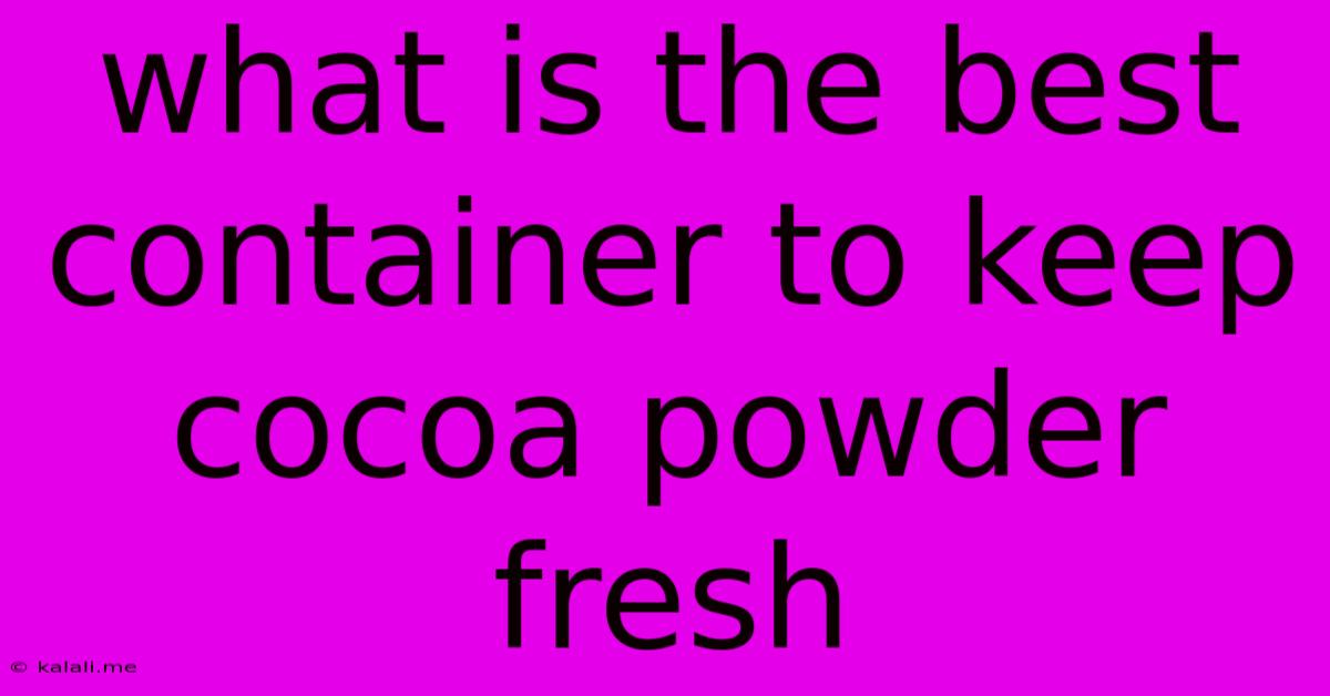 What Is The Best Container To Keep Cocoa Powder Fresh