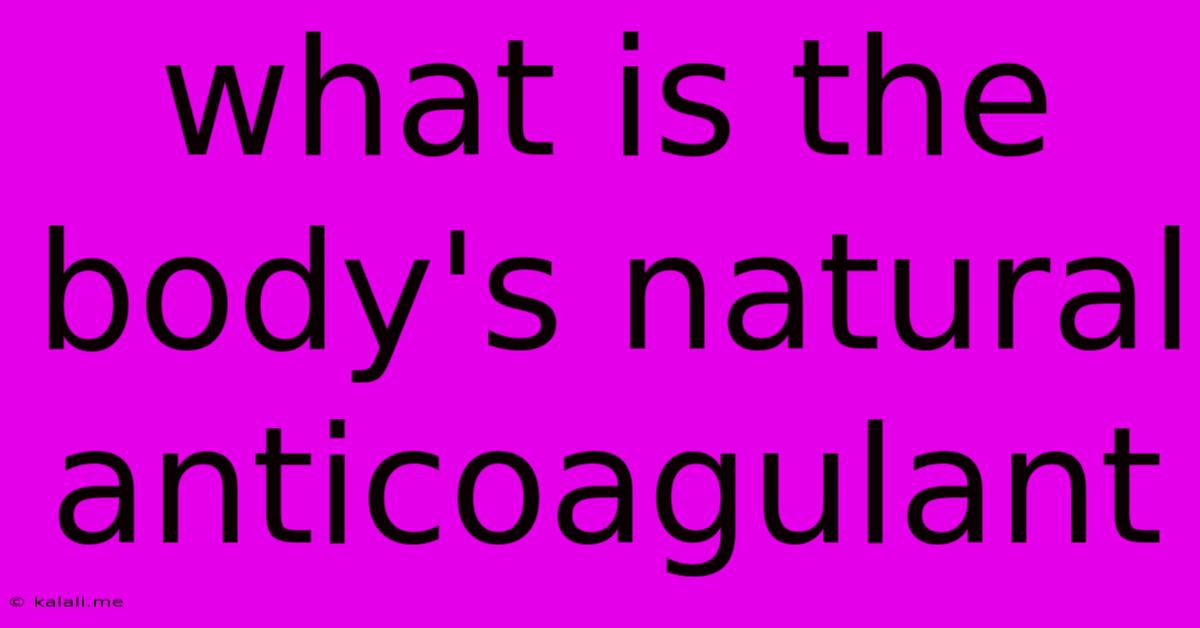 What Is The Body's Natural Anticoagulant