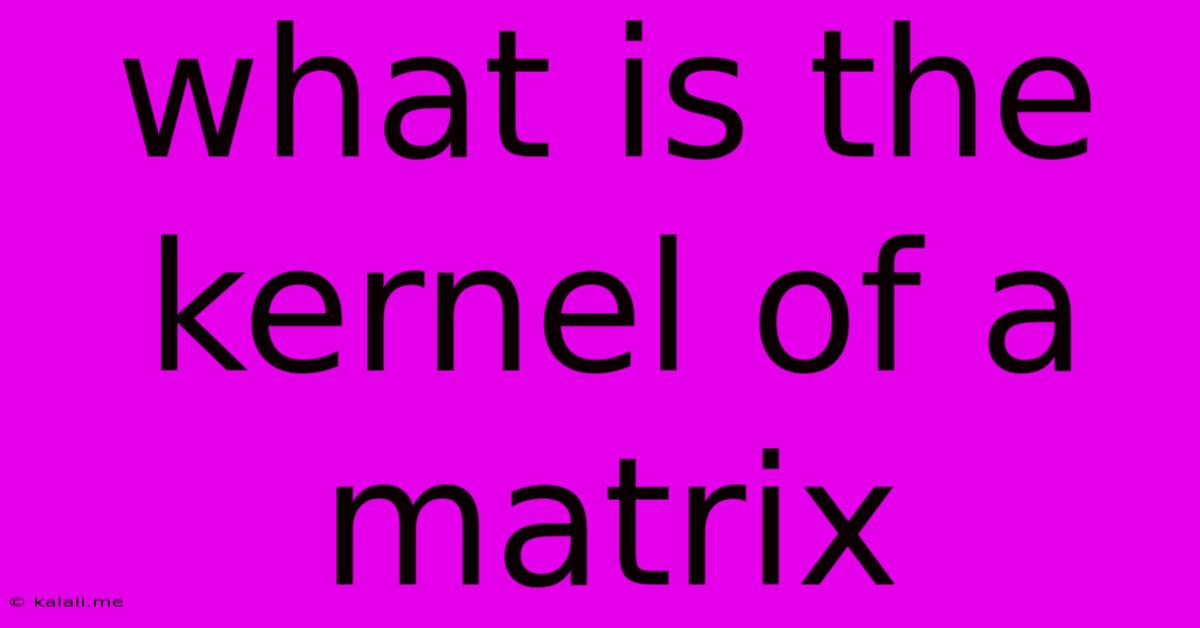 What Is The Kernel Of A Matrix