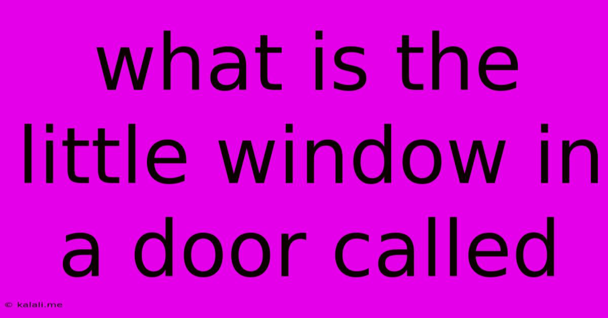 What Is The Little Window In A Door Called