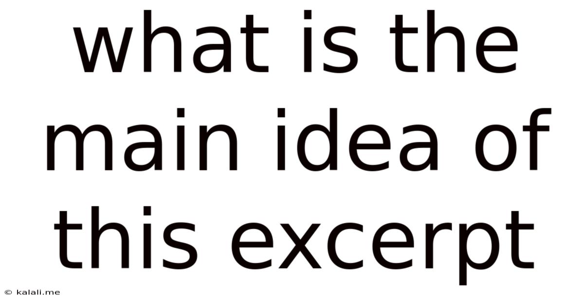 What Is The Main Idea Of This Excerpt
