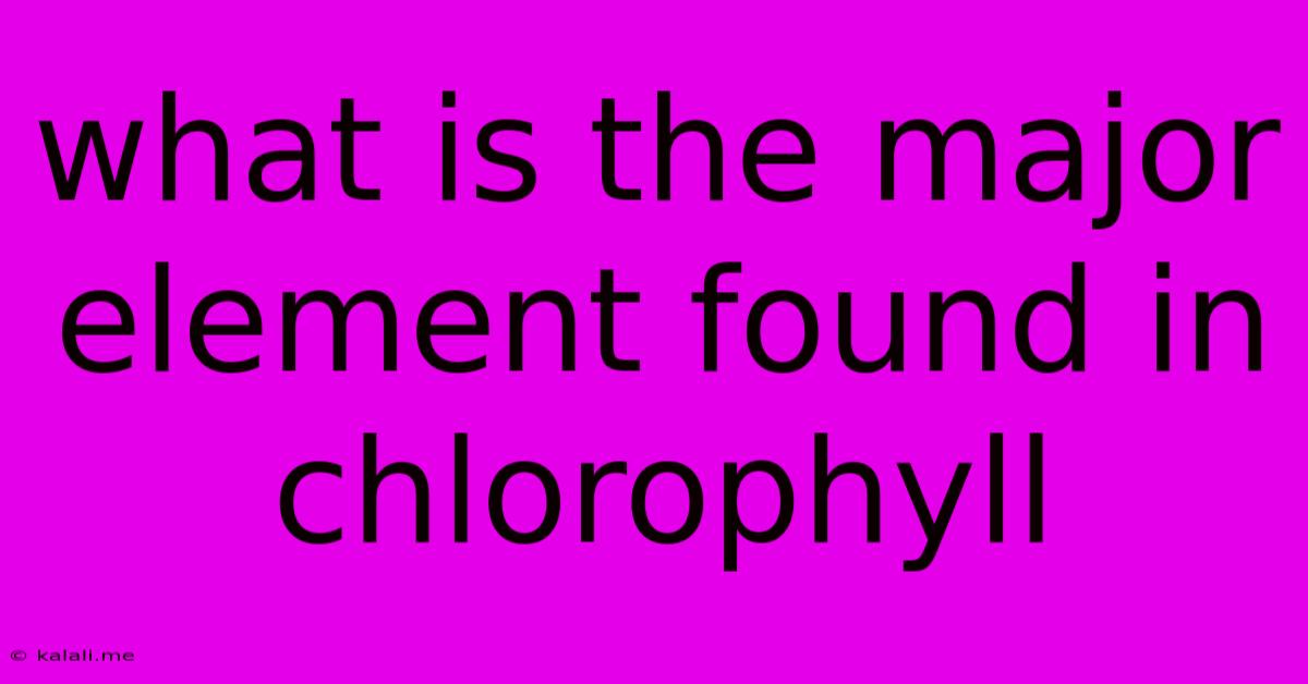 What Is The Major Element Found In Chlorophyll