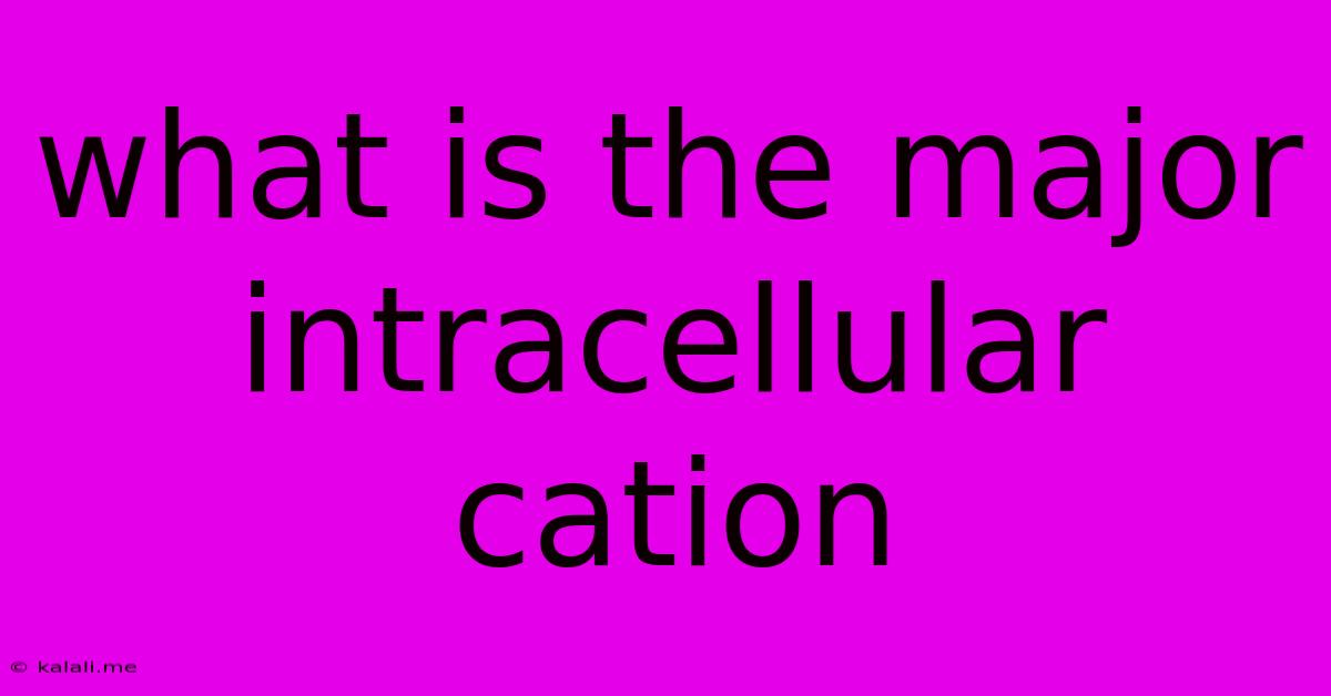 What Is The Major Intracellular Cation