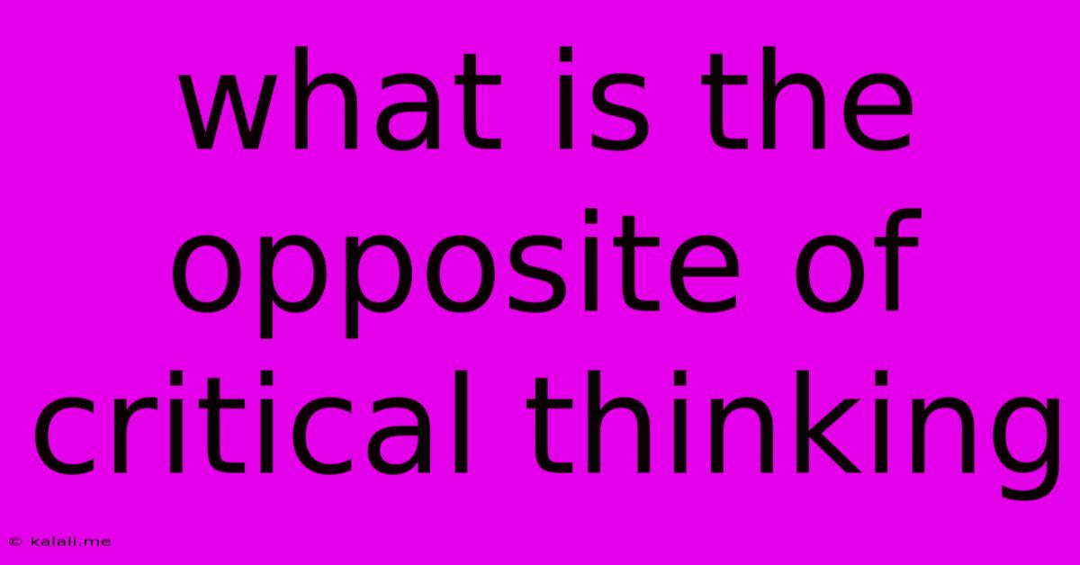 What Is The Opposite Of Critical Thinking