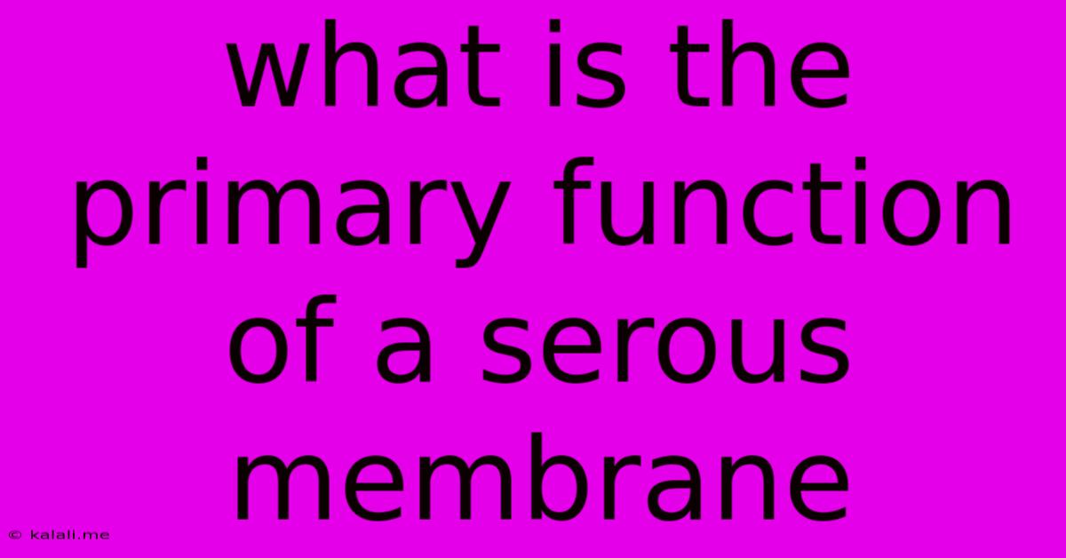 What Is The Primary Function Of A Serous Membrane
