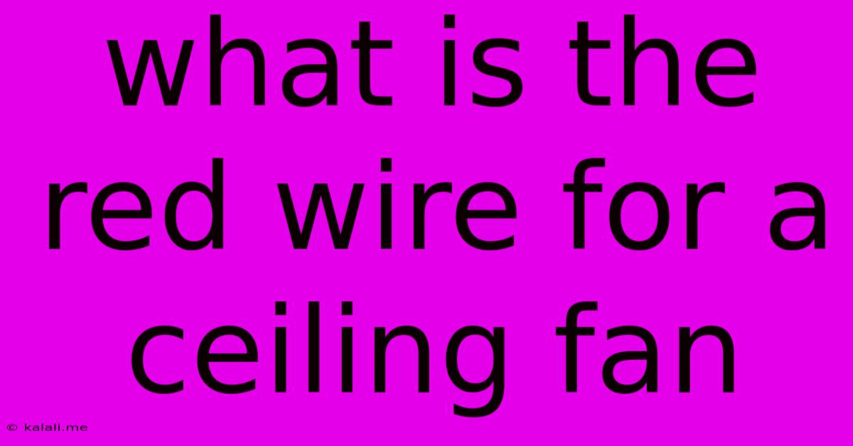 What Is The Red Wire For A Ceiling Fan