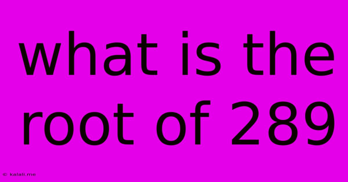 What Is The Root Of 289