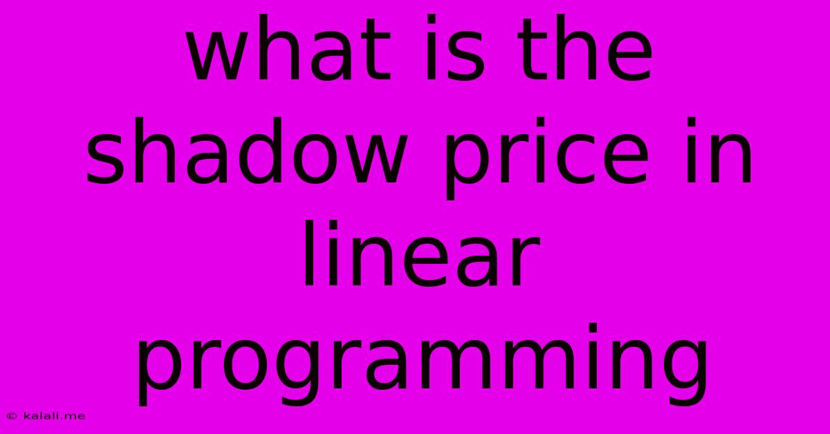 What Is The Shadow Price In Linear Programming