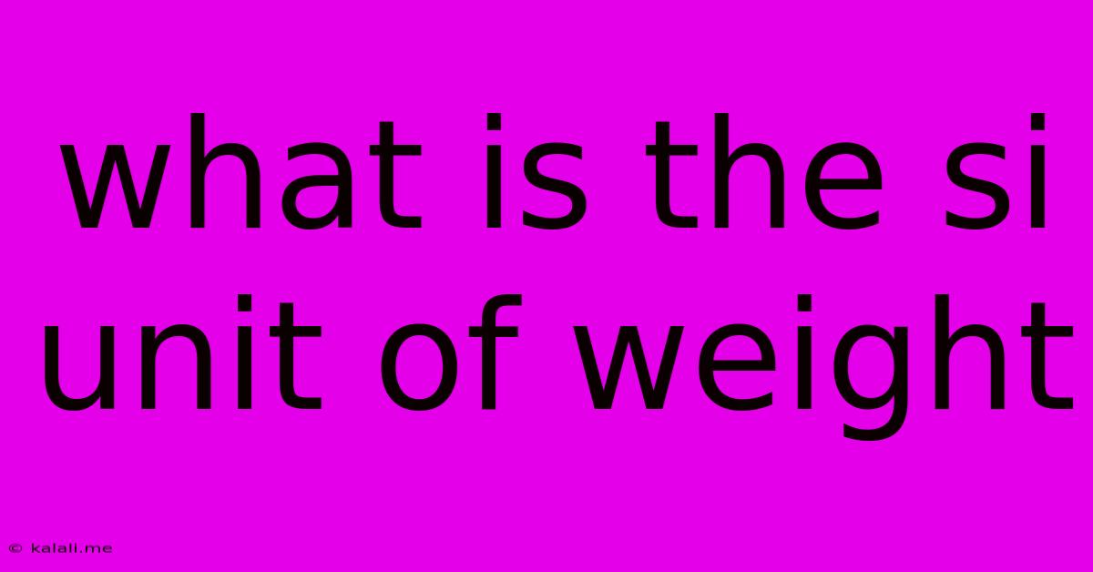 What Is The Si Unit Of Weight