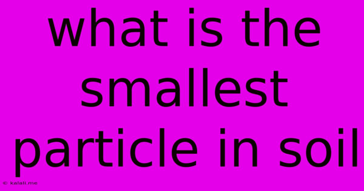 What Is The Smallest Particle In Soil