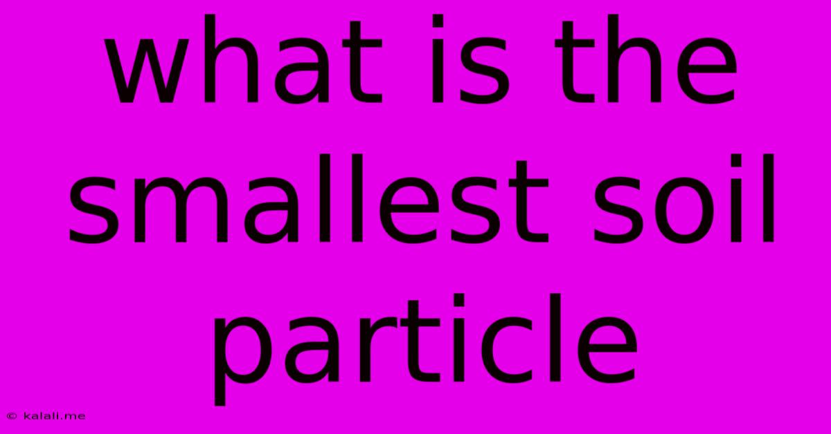 What Is The Smallest Soil Particle
