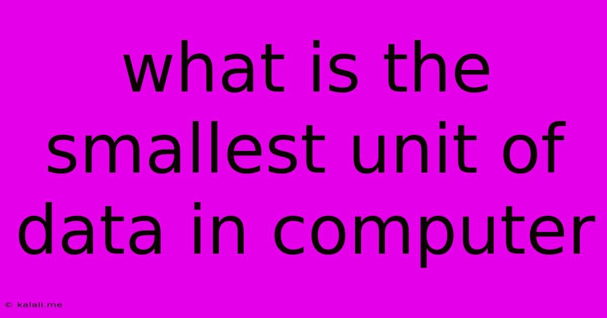 What Is The Smallest Unit Of Data In Computer