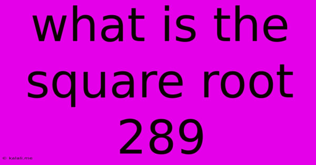 What Is The Square Root 289