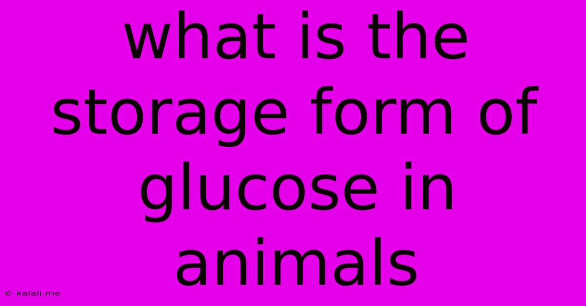 What Is The Storage Form Of Glucose In Animals
